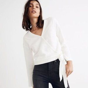 Madewell | Texture and Thread Wrap Top White (Size Small)